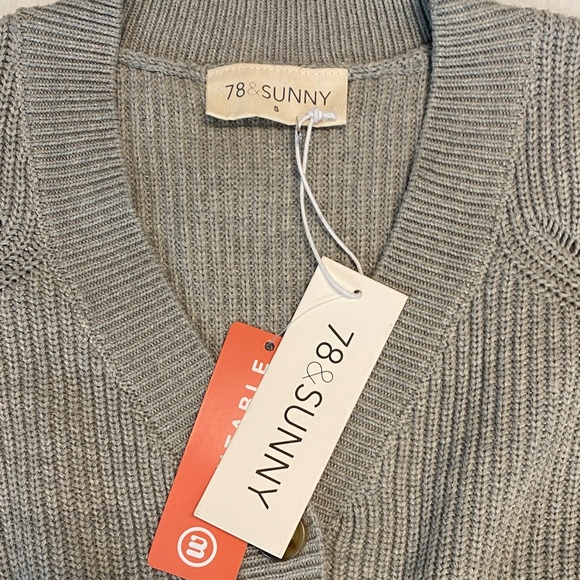 78 and Sunny Women's Gray Cardigan Sweater - Picture 2 of 7